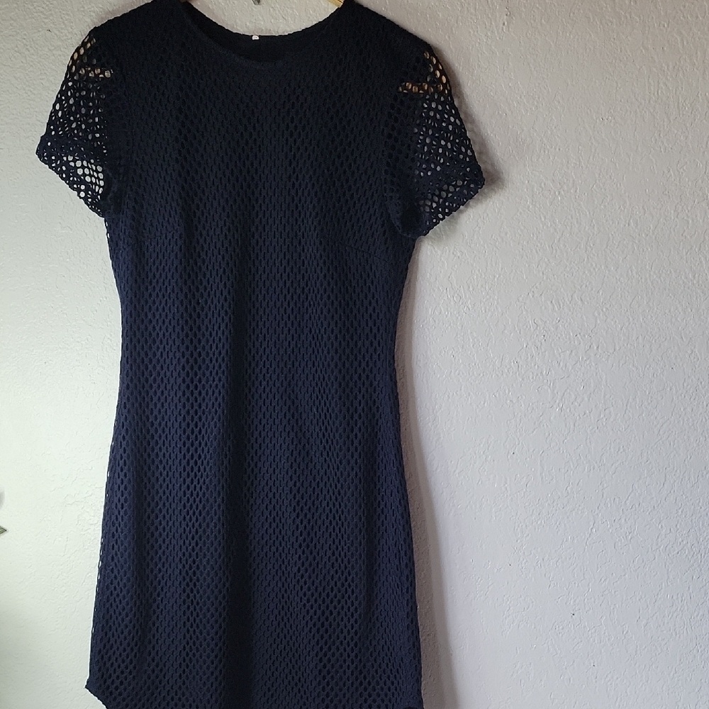 Banana Republic Navy Mesh Mini Dress Nw Size 6 - Picture 5 of 11